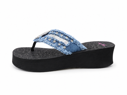 Blazin Roxx Women’s Denim Wedge Flip-Flops