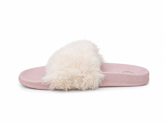Women's Guess Faux Fur Slides – Pink/White
