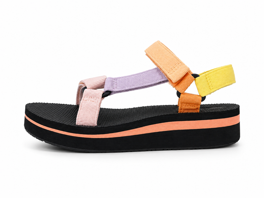 Women's Time and Tru Hook & Loop Platform Sandals – Colorful