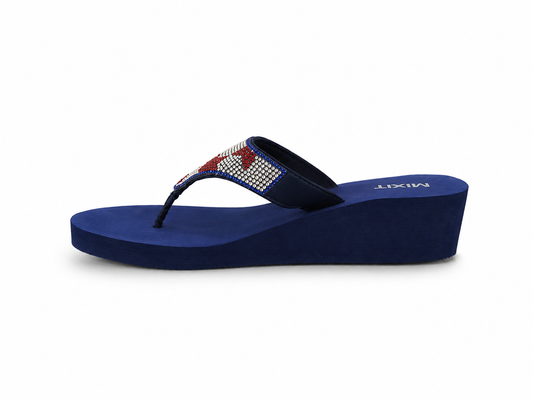 Women's Mixit Rhinestone Star Flip Flops – Navy/Red