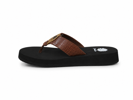 Women's Yellow Box Flax Flip Flops – Brown