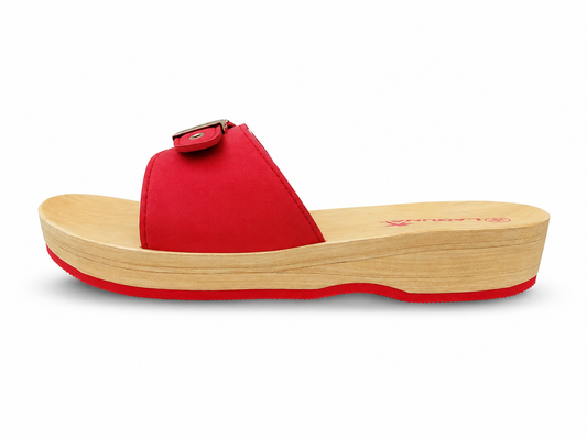 Women's Laguna Wooden Platform Slides – Red