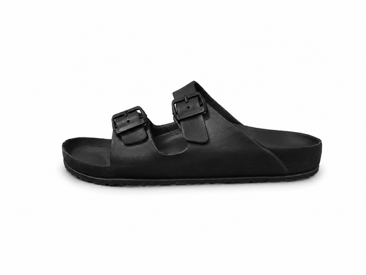 Men's Double Buckle EVA Slides – Black